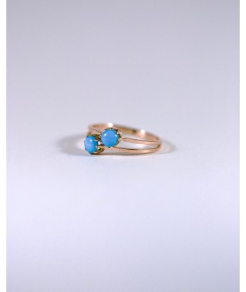 Bague Toi et Moi Turquoises brillant des détails fins