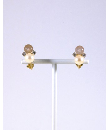 Clips d'Oreilles Perles & Quartz rose suggérées chez