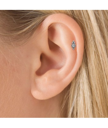 Boucle d’oreille Stud Four Ball Trinity Threaded Or Blanc en stock