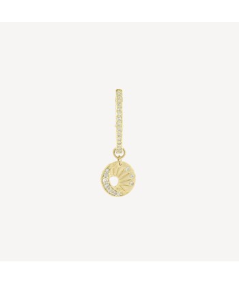 Boucle d'oreille Little Sun and Moon Medal Charm Single Hoop solde