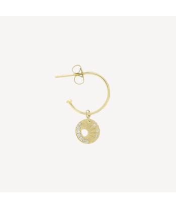 Boucle d'oreille Little Sun and Moon Medal Charm Single Hoop solde