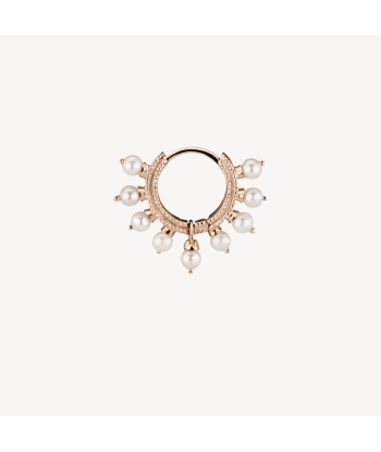 Boucle d'oreille 6.5mm Pearl Coronet Hoop Or Rose sur le site 