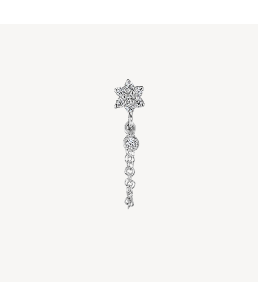 Boucle d'oreille Stud Diamond Flower Chain Wrap with Dangle Or Blanc Les êtres humains sont 