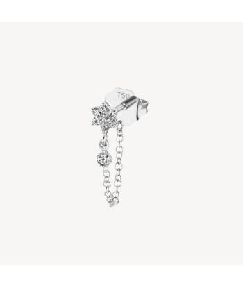 Boucle d'oreille Stud Diamond Flower Chain Wrap with Dangle Or Blanc Les êtres humains sont 