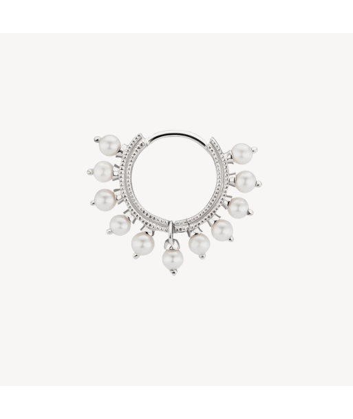 Boucle d'oreille 8mm Pearl Coronet Hoop Or Blanc Amélioration de cerveau avec