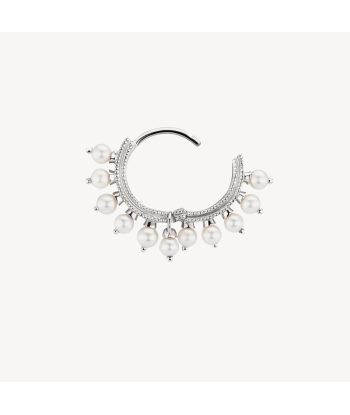 Boucle d'oreille 8mm Pearl Coronet Hoop Or Blanc Amélioration de cerveau avec