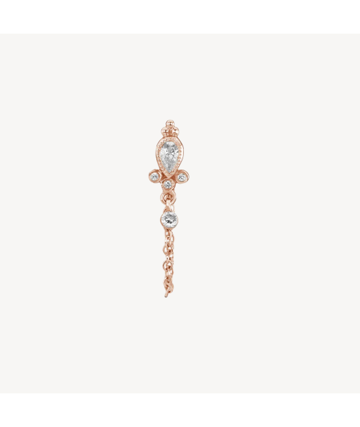 Boucle d'oreille Stud Diamond Pear Chain Wrap with Dangle Or rose offre 