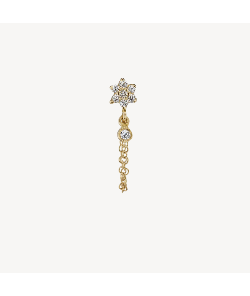 Boucle d'oreille Stud Diamond Flower Chain Wrap with Dangle Or jaune pas cheres