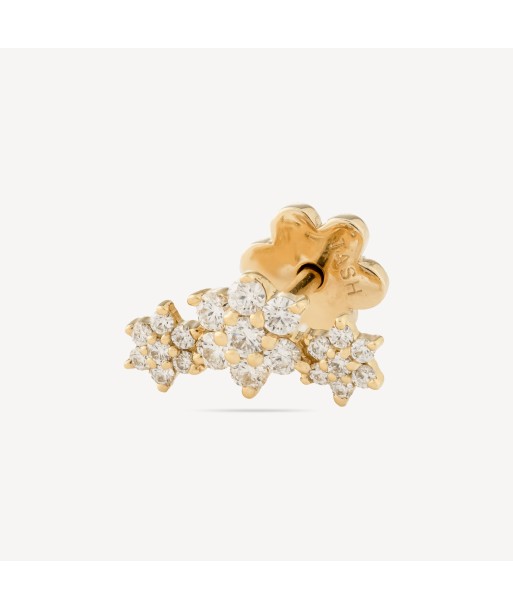 Stud Three Flower Garland Diamond Threaded Or Jaune online