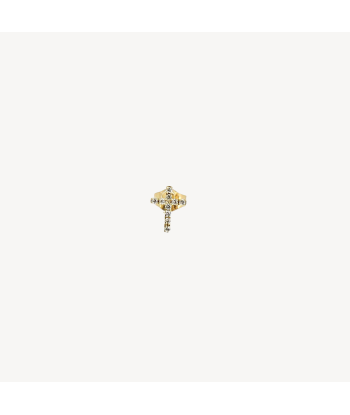 Boucle d'oreille Stud Croix Diamants et Or Jaune Les magasins à Paris et en Île-de-France