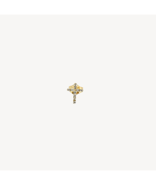 Boucle d'oreille Stud Croix Diamants et Or Jaune Les magasins à Paris et en Île-de-France