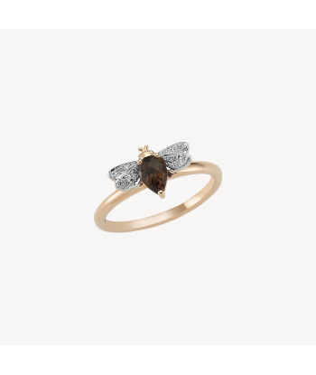 Bague Abeille Quartz Fumé Amélioration de cerveau avec