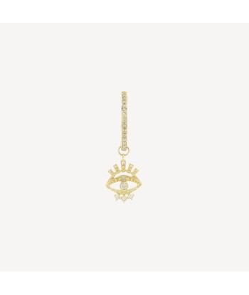 Boucle d'oreille Little Diamonds Sun Eye Charm Single Hoop s'inspire de l'anatomie humaine