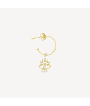 Boucle d'oreille Little Diamonds Sun Eye Charm Single Hoop s'inspire de l'anatomie humaine