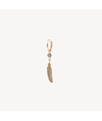 Boucle d'oreille Plume Diamant Champagne de technologie