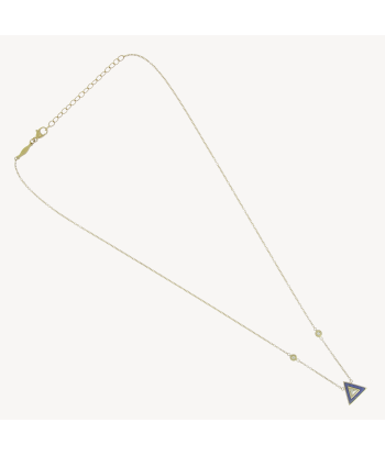 Collier petit triangle lapis et diamant de la marque