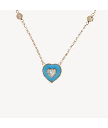 Collier petit coeur turquoise avec diamant de votre