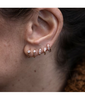 Piercing Créole 6.5mm Or Rose Princesse et Diamants 2x2mm vous aussi creer 