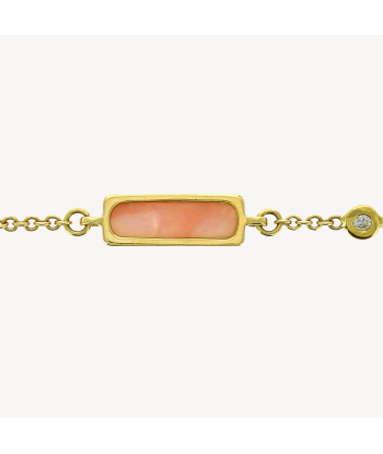 Collier rectangle opale rose et charm l'achat 