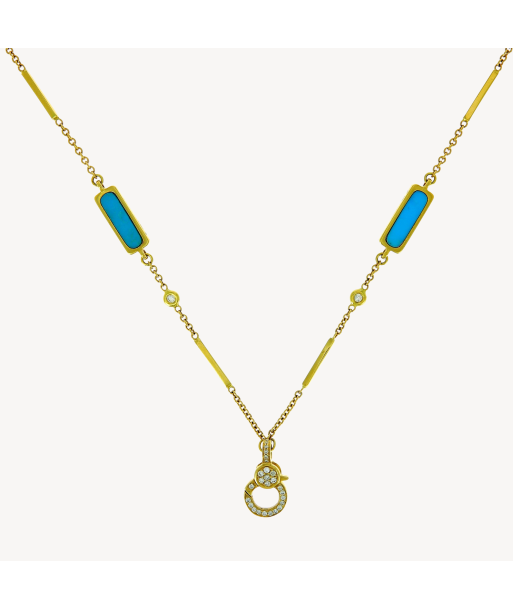 Collier turquoise rectangle avec charm clip Jusqu'à 80% De Réduction