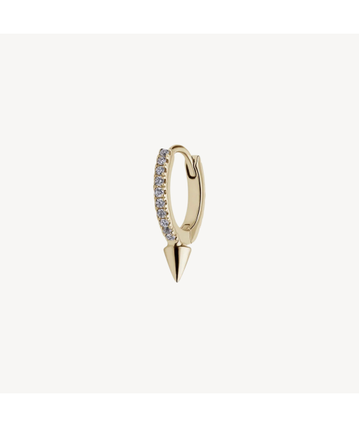 Boucle d'oreille Single Short Spike Diamond Eternity Hoop Or Jaune Véritable concentré