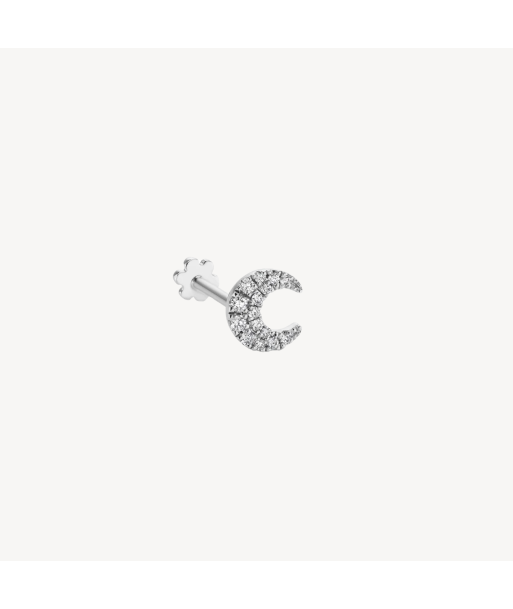 Boucle d'oreille Stud Diamond Moon Threaded Or Blanc l'achat 