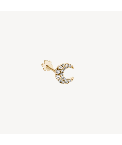 Boucle d'oreille Stud Diamond Moon Threaded Or Jaune destockage