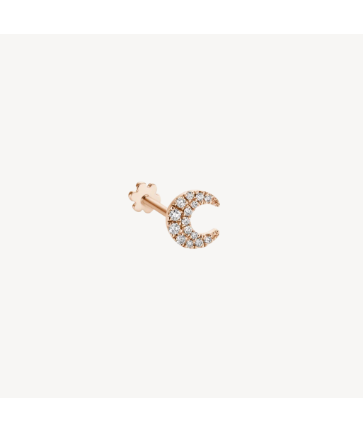 Boucle d'oreille Stud Diamond Moon Threaded Or Rose français