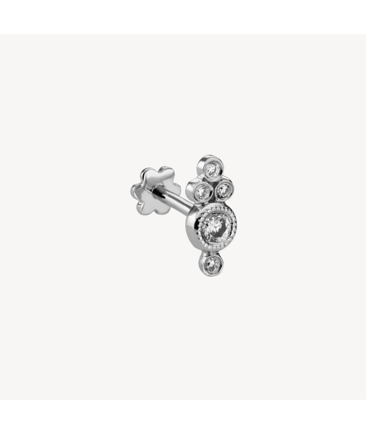 Boucle d'oreille Stud Five Diamond Trinity Threaded Or Blanc l'achat 