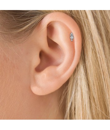 Boucle d'oreille Stud Five Diamond Trinity Threaded Or Blanc l'achat 