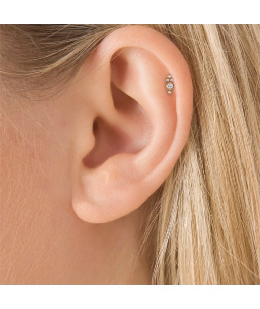 Boucle d'oreille Stud Five Diamond Trinity Threaded Or Rose Les êtres humains sont 