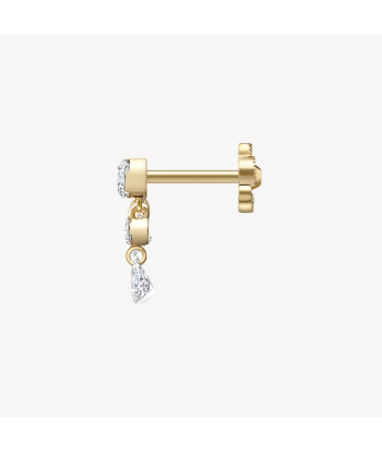 Boucle d'oreille Stud Invisible Set Diamond Crescendo Bar Or Jaune 50-70% off 