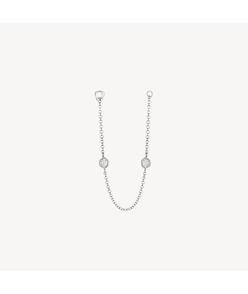 Charm Double Scallop Set Diamond Chain Connecting Or Blanc basket pas cher