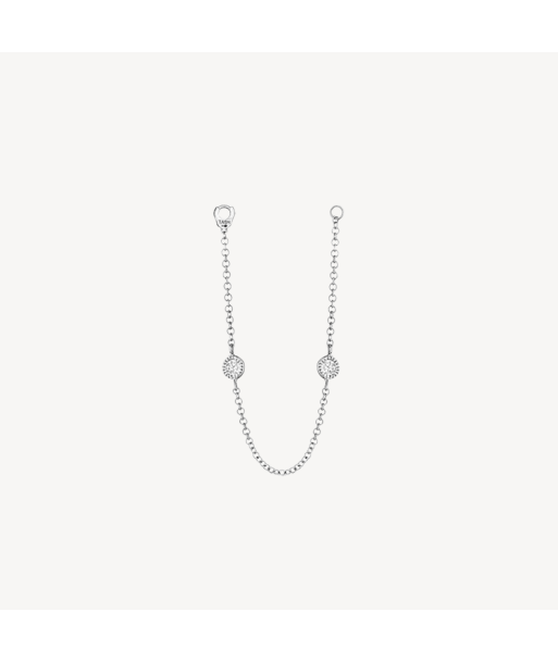 Charm Double Scallop Set Diamond Chain Connecting Or Blanc basket pas cher