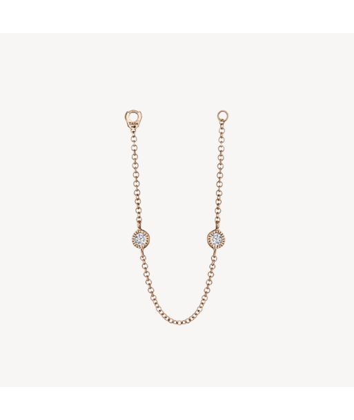 Charm Double Scallop Set Diamond Chain Connecting Or Rose de France